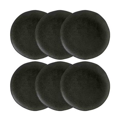 Conjunto com 6 Pratos Rasos Porto Brasil Orgânico Carbon em Stoneware 26,5cm Preto