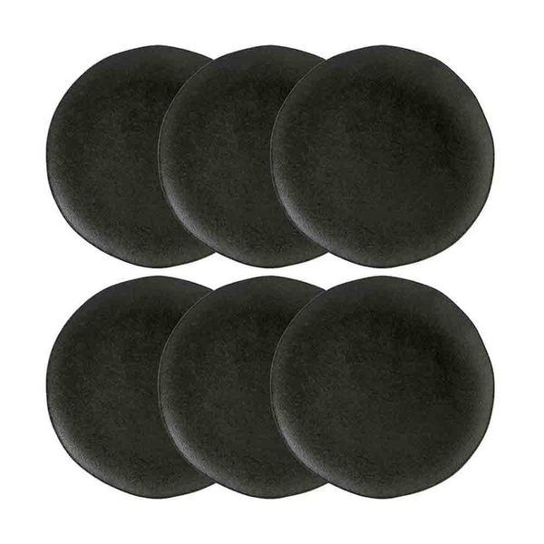 Conjunto com 6 Pratos Rasos Porto Brasil Orgânico Carbon em Stoneware 26,5cm Preto