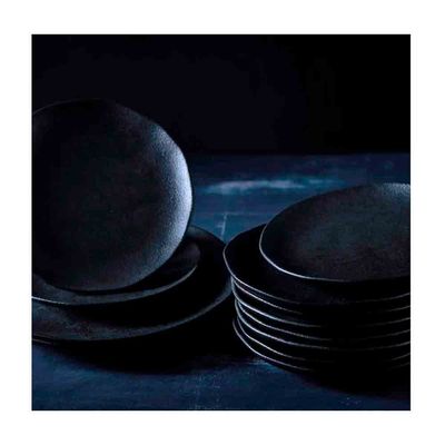 Conjunto com 6 Pratos Rasos Porto Brasil Orgânico Carbon em Stoneware 26,5cm Preto