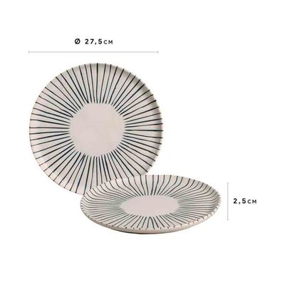 Conjunto com 6 Pratos Rasos Porto Brasil Bio Elemento em Stoneware 27,5 cm Cinza