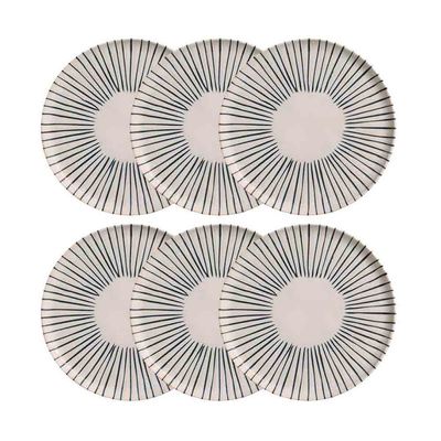 Conjunto com 6 Pratos Rasos Porto Brasil Bio Elemento em Stoneware 27,5 cm Cinza