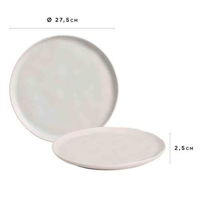 Conjunto com 6 Pratos Rasos Porto Brasil Bio Vit em Stoneware 27,5 cm Cinza