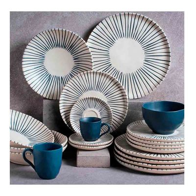 Conjunto com 6 Pratos Rasos Porto Brasil Bio Elemento em Stoneware 27,5 cm Cinza
