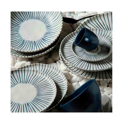 Conjunto com 6 Pratos Rasos Porto Brasil Bio Elemento em Stoneware 27,5 cm Cinza