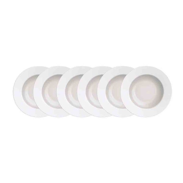 Conjunto com 6 Pratos Fundos Tramontina Maria Augusta em Porcelana 23 cm Branco