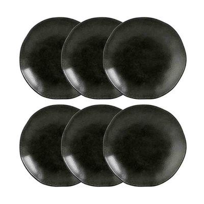 Conjunto com 6 Pratos Fundos Porto Brasil Orgânico Carbon em Cerâmica Stoneware 21,2cm Preto