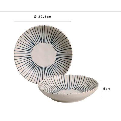 Conjunto com 6 Pratos Fundos Porto Brasil Bio Elemento em Stoneware 22,5 cm Cinza