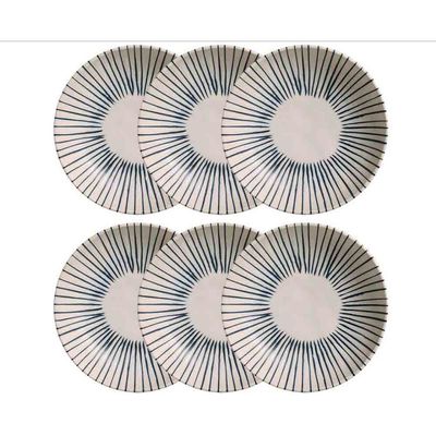 Conjunto com 6 Pratos Fundos Porto Brasil Bio Elemento em Stoneware 22,5 cm Cinza