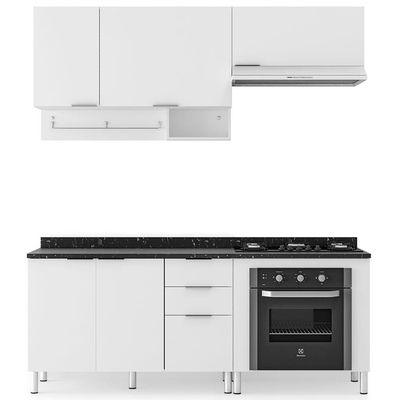 Cozinha Completa Bartira Rubi com 5 Portas, 3 Gavetas e 3 Prateleiras Branco