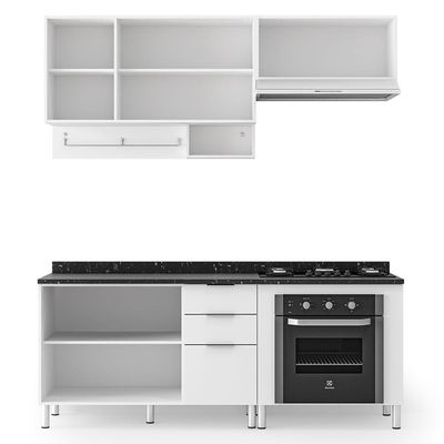 Cozinha Completa Bartira Rubi com 5 Portas, 3 Gavetas e 3 Prateleiras Branco