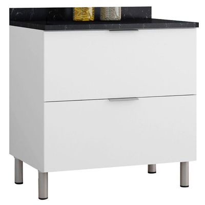 Cozinha Compacta Bartira Rubi com 2 Portas, 5 Gavetas e 1 Prateleira Branco