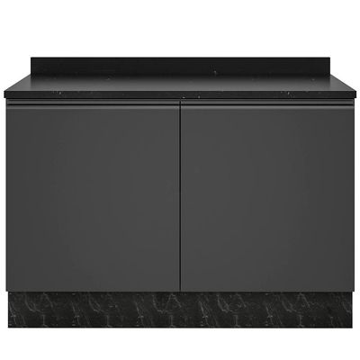 Cozinha Completa Bartira Línea com 11 Portas 8 Gavetas 6 Prateleiras e Bancada Gourmet Grafite