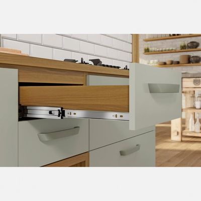 Cozinha Completa em MDF Nesher Princesa com 6 Portas 6 Gavetas e 12 Prateleiras Freijo e Off White