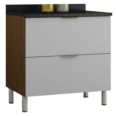 Cozinha Compacta Bartira Rubi com 2 Portas, 5 Gavetas e 1 Prateleira Grapia com Platinum