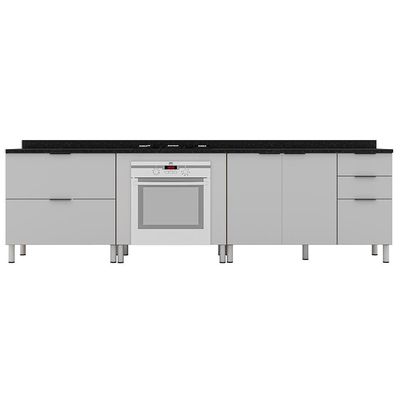 Cozinha Compacta Bartira Rubi com 2 Portas, 5 Gavetas e 1 Prateleira Grapia com Platinum