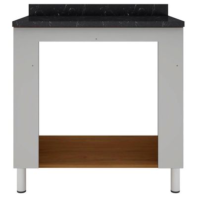 Cozinha Compacta Bartira Rubi com 2 Portas, 5 Gavetas e 1 Prateleira Grapia com Platinum