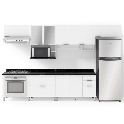 Cozinha Completa Rubi com 7 Portas 5 Gavetas e 5 Prateleiras Bartira Branco