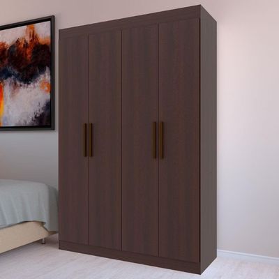 Guarda-Roupa Ville com 4 Portas 2 Gavetas e 2 Prateleiras 134cm de largura Bartira Café