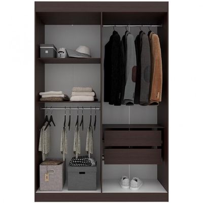 Guarda-Roupa Ville com 4 Portas 2 Gavetas e 2 Prateleiras 134cm de largura Bartira Café