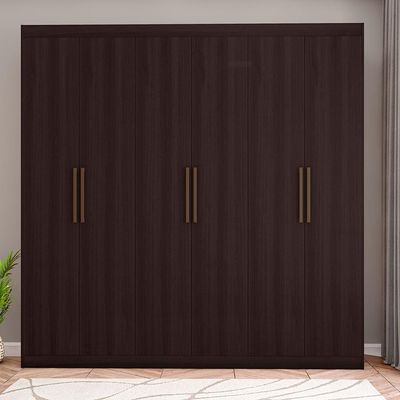 Guarda-Roupa Casal Bartira Ville com 6 Portas e 2 Gavetas Café