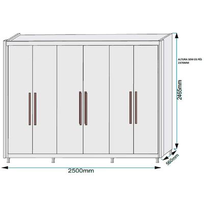 Guarda-Roupa Casal Europa Palermo com 6 Portas e 6 Gavetas Peroba