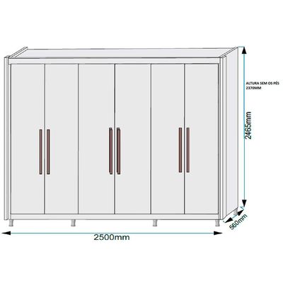 Guarda-Roupa Casal Europa Palermo com 6 Portas e 6 Gavetas Brauna