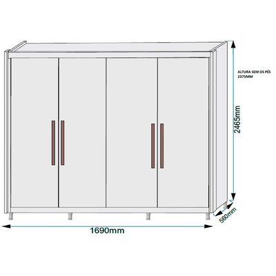 Guarda-Roupa Europa Palermo com 4 Portas e 3 Gavetas Brauna