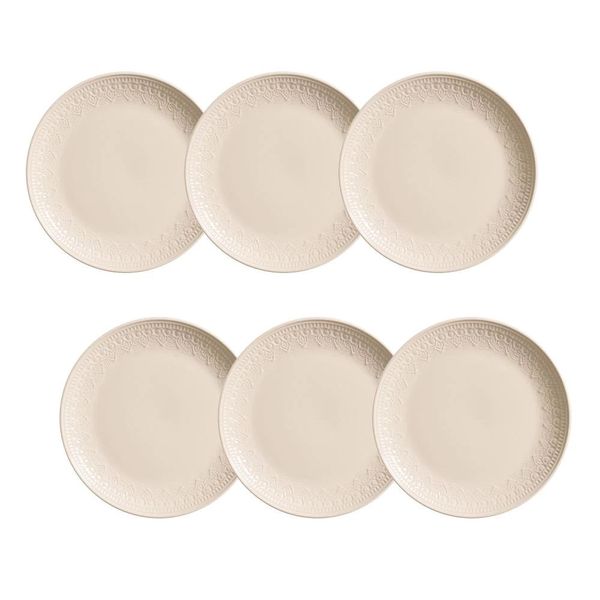 Conjunto de Pratos Rasos Agra 6 Peças Porto Brasil Bege Conjunto de Pratos Rasos Agra 6 Peças Porto Brasil Bege