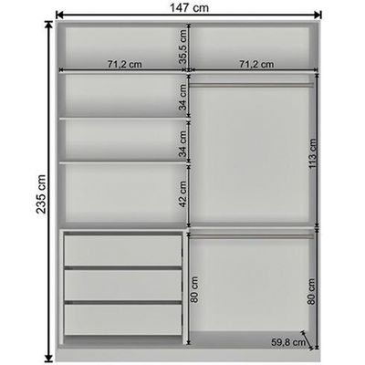 Guarda-Roupa Moon 2 Portas de Correr 3 Gavetas e 6 Prateleiras Nova Mobile Branco