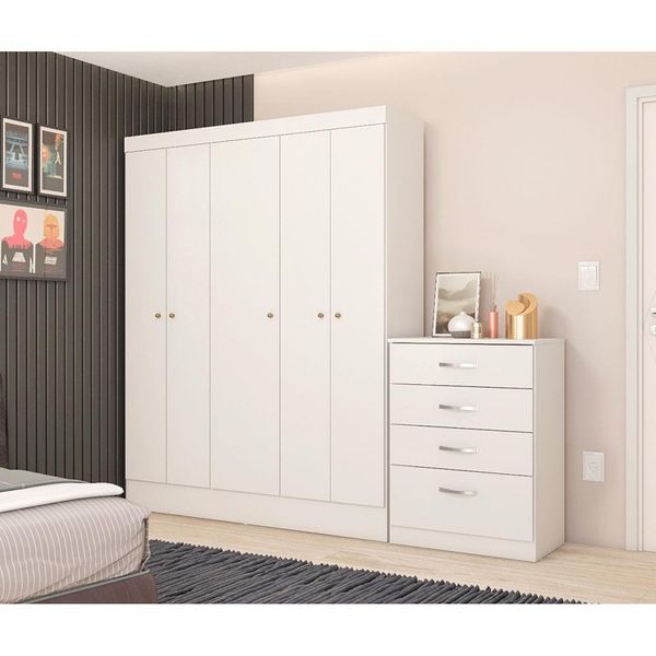 Guarda Roupa Ártico + Cômoda Astral Demóbile Branco