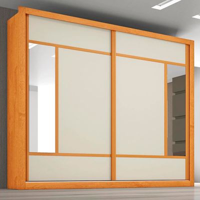Guarda-Roupa Triunfo Flex com Espelho 2 Portas de Correr e 6 Gavetas Europa Peroba/Off White
