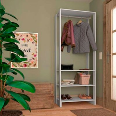 Roupeiro Closet Nova Mobile Yes com 3 Prateleiras e Cabideiro Branco