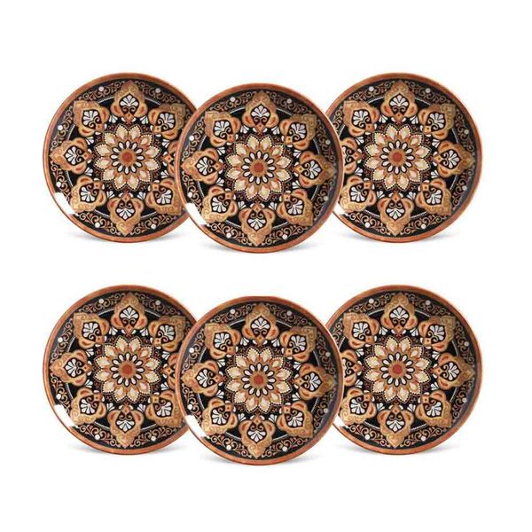 Pratos de Sobremesa Coup Damasco 6 Peças Porto Brasil Estampado Pratos de Sobremesa Coup Damasco 6 Peças Porto Brasil Estampado