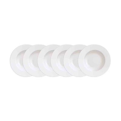 Conjunto com 6 Pratos Rasos Tramontina Maria Augusta em Porcelana 27 cm Branco