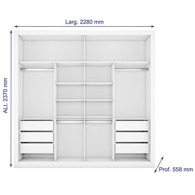 Guarda-Roupa Made Marcs Sevilha com 2 Portas, 6 Gavetas e 10 Prateleiras Branco Acetinado