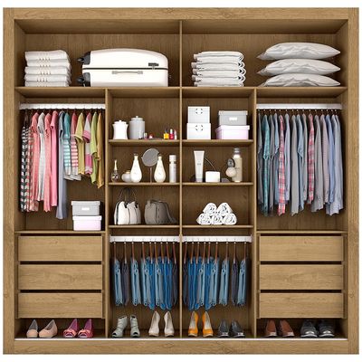 Guarda-Roupa Made Marcs Sevilha Flex com 2 Portas, 6 Gavetas e 10 Prateleiras Amêndoa e Off White