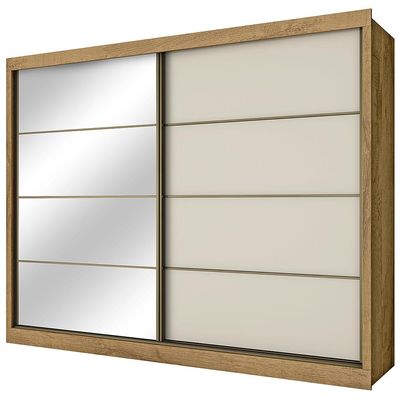 Guarda-Roupa Sevilha Flex com 2 Portas, 6 Gavetas, 10 Prateleiras e Espelho Made Marcs Amendôa/Off White/Amendôa