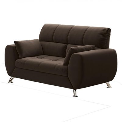 Sofá 3 e 2 Lugares Bélgica em Tecido Suede com 4 Almofadas Linoforte Café
