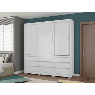 Guarda-Roupa Bartira Arezzo com 3 Portas e 9 Gavetas Branco