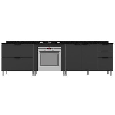 Cozinha Compacta Bartira Rubi com 2 Portas, 5 Gavetas e 1 Prateleira Branco com Grafite