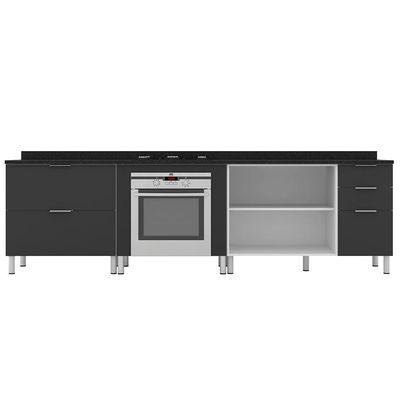 Cozinha Compacta Bartira Rubi com 2 Portas, 5 Gavetas e 1 Prateleira Branco com Grafite