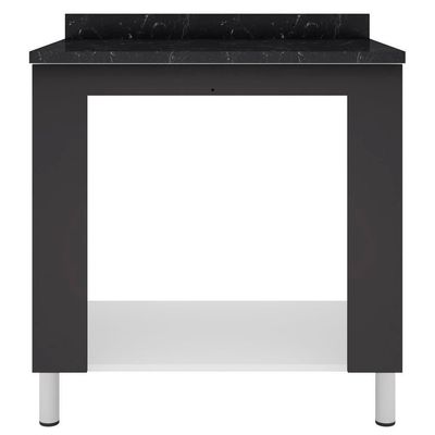 Cozinha Compacta Bartira Rubi com 2 Portas, 5 Gavetas e 1 Prateleira Branco com Grafite