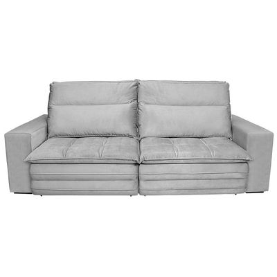 Sofá 4 Lugares Colombo Retrátil, Reclinável e Revestido em Tecido Veludo Slim 230cm largura Luizzi Chumbo