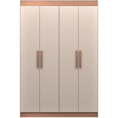Guarda-Roupa Ville com 4 Portas 2 Gavetas e 2 Prateleiras 134cm de largura Bartira Avelã/Cappuccino