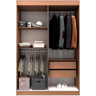 Guarda-Roupa Ville com 4 Portas 2 Gavetas e 2 Prateleiras 134cm de largura Bartira Avelã/Cappuccino