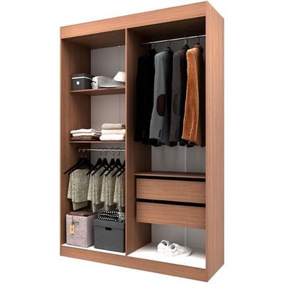 Guarda-Roupa Ville com 4 Portas 2 Gavetas e 2 Prateleiras 134cm de largura Bartira Avelã/Cappuccino