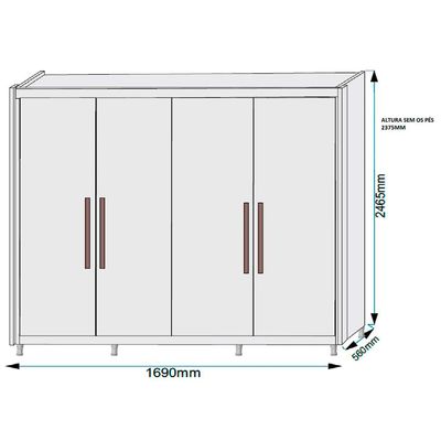 Guarda-Roupa Europa Palermo com 4 Portas e 3 Gavetas Off White