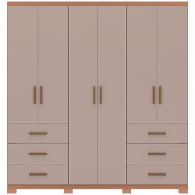 Guarda-Roupa Santiago com 6 Portas e 6 Gavetas Externas Bartira Avelã/Cappuccino