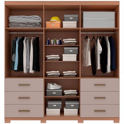Guarda-Roupa Santiago com 6 Portas e 6 Gavetas Externas Bartira Avelã/Cappuccino