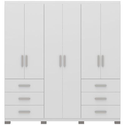 Guarda-Roupa Santiago com 6 Portas e 6 Gavetas Externas Bartira Branco Fosco